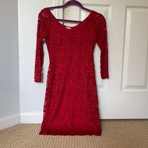Lace Red Dress/ Size Small